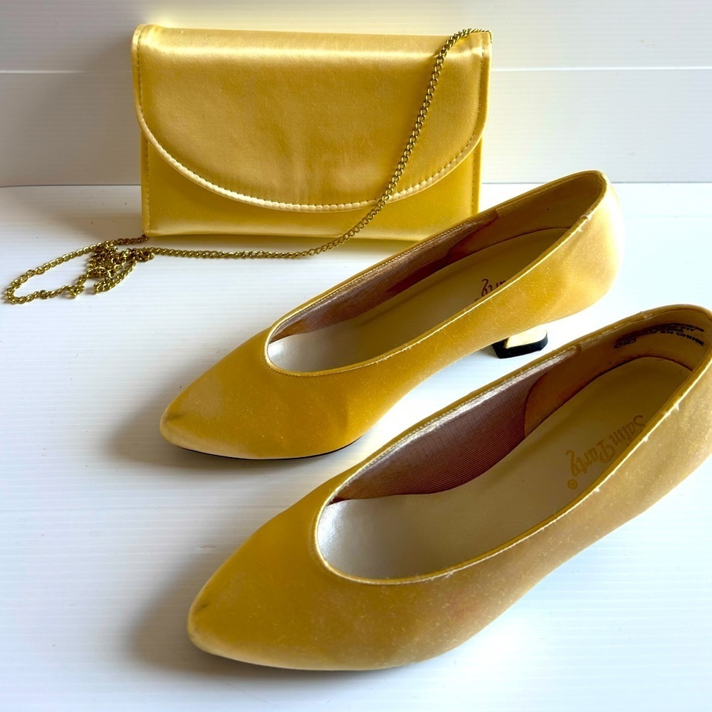 Vintage Bridal Silk Shoes Satin Bag Set Size 6 1/2